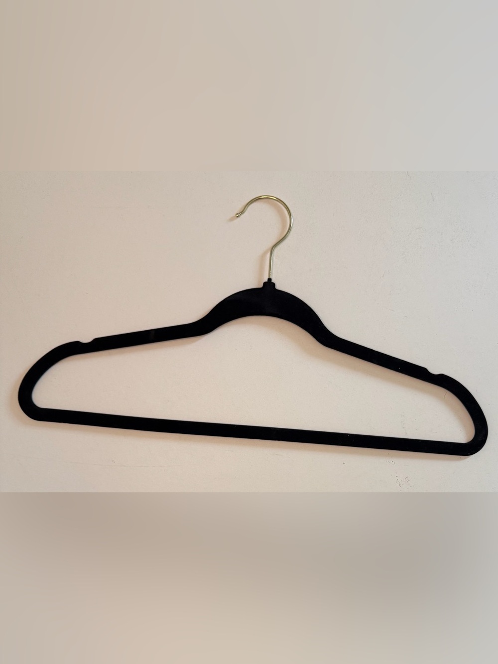 25 Black Velvet Hanger with Gold Hook Accent Adult Size
